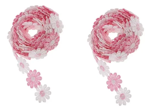 4 Yardas, Rosa, , 25 Mm, Cinta De Encaje De Margarita