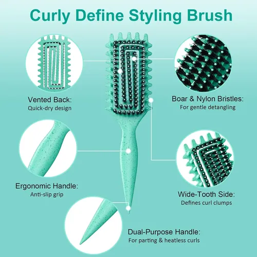 Cepillo Para Cabello Rizado, Cepillo Para Definir Rizos Con