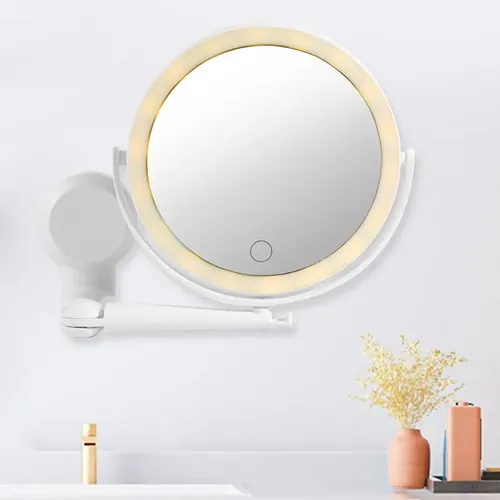 Espejo Baño Pared Adhesivo Luz Led Con Aumento