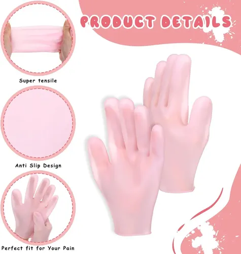 Guantes Hidratantes Silicona Rosa Y Blanco Para Manos Secas