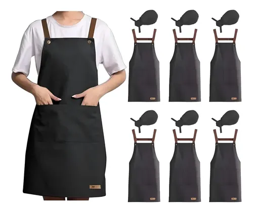 A Banna 6 Delantal De Chef Impermeables Y 6 Gorros De Chef