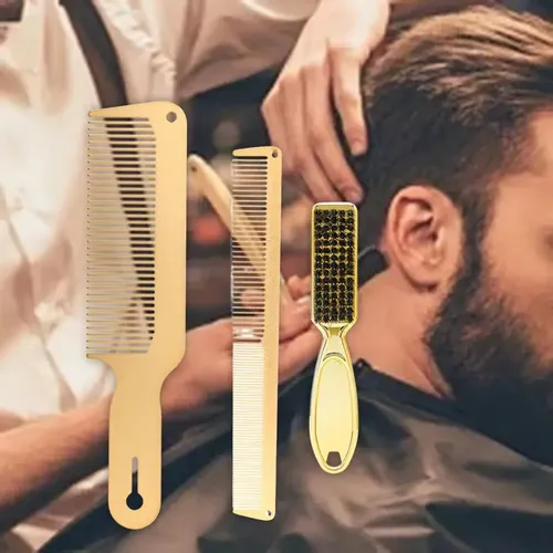Juego De Peine De Metal Y Cepillo De Barbero Peine De Pelo