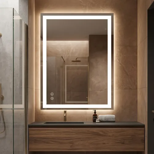 Espejo Luz Led 50×70 Rectangular Desempaña Baño Reversible