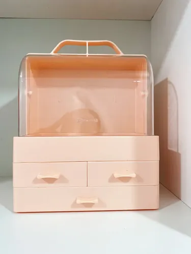 Caja Organizador De Cosméticos Alhajas Cajones Maquillaje Color Rosa