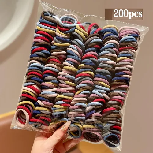 Paquete 100 Ligas Para El Cabello Elásticas 200pcsmacaron