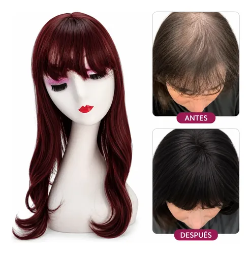 Peluca Topper Bisoñé Semi Opaca Estetica 50cm  Con Flequillo