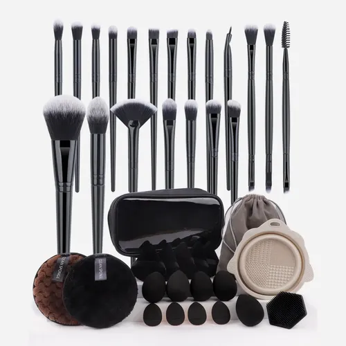 Set De Maquillaje Con 39 Piezas Y 20 Pinceles Negros