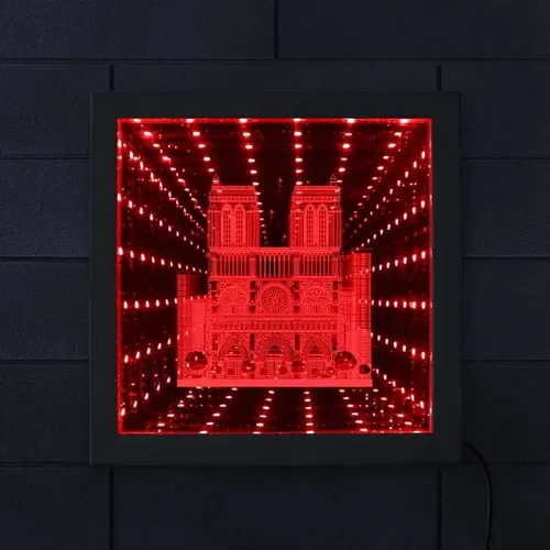 Espejo Led Infinito Rgb Túnel Vórtice Madera Decoración