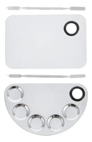 2sets Stainless Steel Makeup Palettes Nail Art Mixing Plates