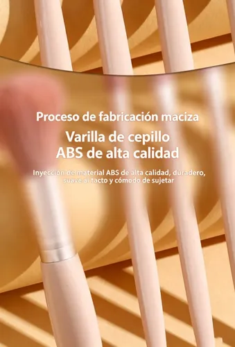 Set 5 Brochas Maquillaje Portátil Con Estuche Y es Rosa