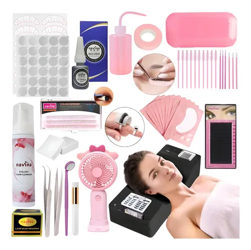 Kit Extensiones De Pestañas Navina Con Ventilador Y Almohada