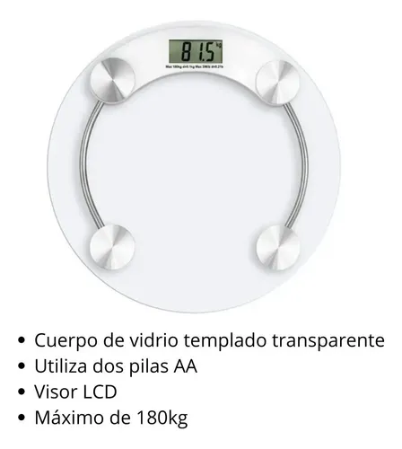Balanza Digital De Baño 180kg Vidrio Templado Transparente