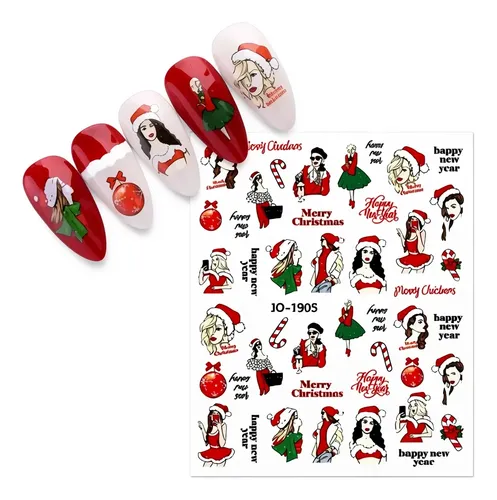 Sticker Navidad 20 Diseños  10 X 8 Cm Paris Nigth Navi Fc
