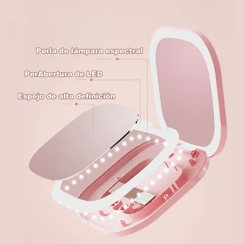 Cxre Espejo De Maquillaje Led Portátil 1x/3x Rosa Ce