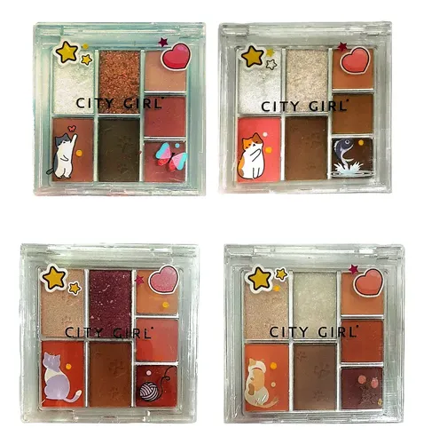 Paleta 9 Sombras City Girl Gatitos Estilo Coreana Asiatica