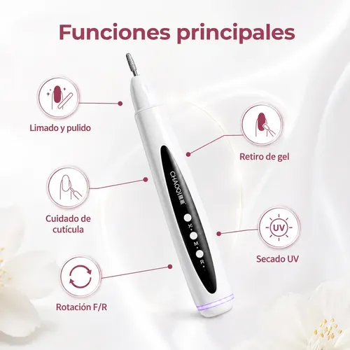 Pulidora De Uñas Eléctrica 2 En 1, Portátil, Con Lámpara Uv