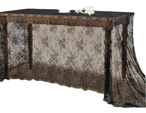 Tela De Encaje For Pestañas, Floral Negro Y Blanco 1