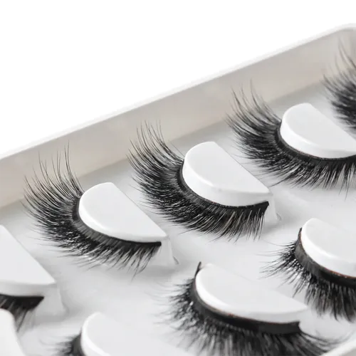 Caja con 5 pares de pestañas postizas naturales con forma de zorro, M10, visón 3D, con volumen ruso, pestañas postizas