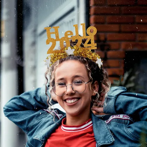 Golden 2024 New Year Party Hairband Festive Star Headband