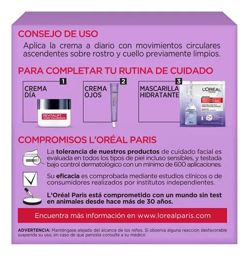 Crema Noche L’oréal Revitalift Acido Hialulronico X 50 Ml