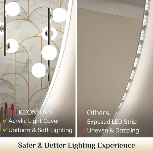Espejo Led Baño Redondo Grande Luz 3 Colores Antivaho