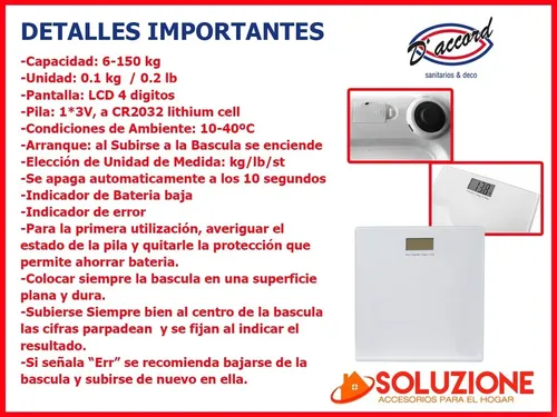 Balanza Electronica Digital Vidrio Templado 150kg D’accord