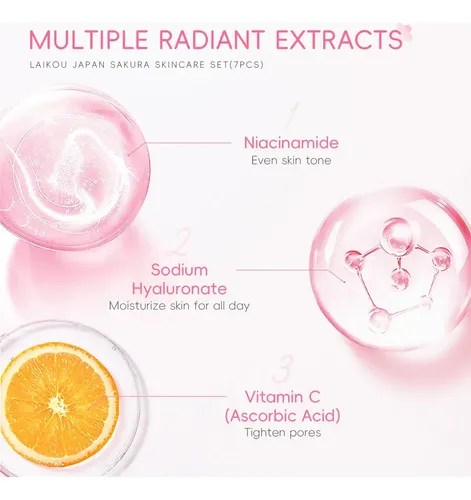 Ee Set De Cuidado Facial Laikou Sakura 7pzs Hidratación Cc