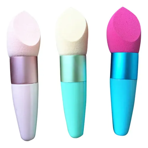 // 2 Esponjas De Maquillaje Cabeza De Hongo Con Mango .