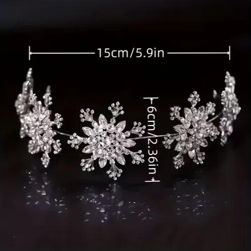 Diadema Elegante Con Copo De Nieve Y Cristales De Lujo