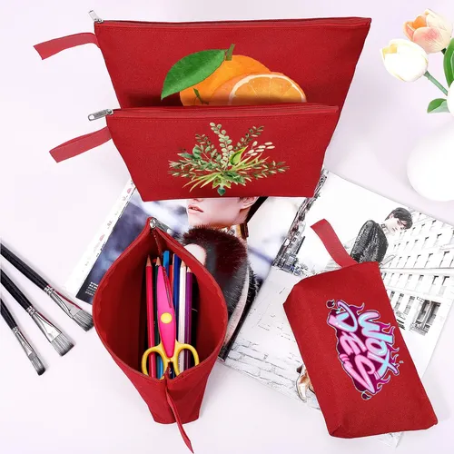 Bolsa De Maquillaje Sinzip De Lona De Algodón Con Correa, 10