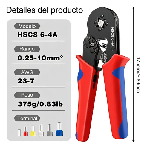 Pinza Prensadora Con Trinquete Hsc8 64a Para Terminales De