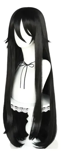 Peluca Super Larga Ryoba Aishi Para Cosplay, Color Negro