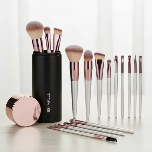 Set De 18 Brochas De Maquillaje Bs-mall Champagne