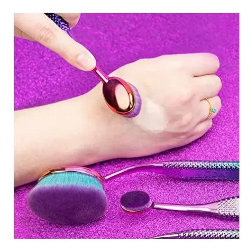 Moda Juego De Brochas De Maquillaje Ovaladas De 4 Piezas El Prismático.