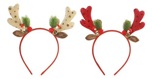8 Diademas Navideñas For El Pelo Con Purpurina Navideña Con