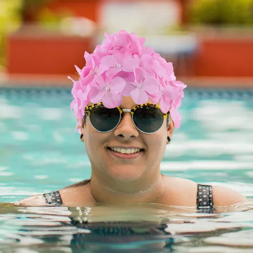 Gorro De Natación Moderno Con Pétalos Florales