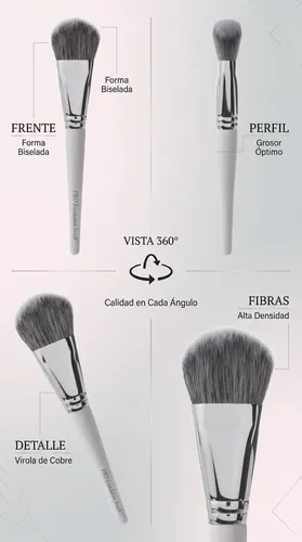 Brocha Maquillaje Base Pro Foundation Biselada Best Seller