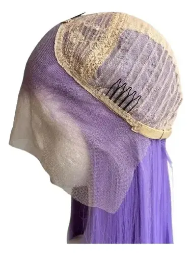 Peluca Lace Front Adiolacba Premium Símil Natural 70 Cm Tamaño De La Base Regulable Tono Lavanda