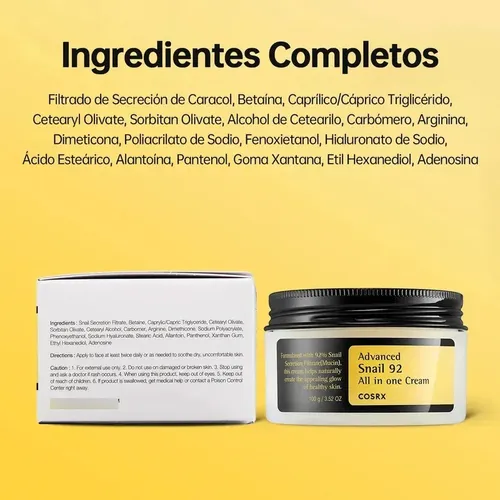 Advanced Snail 92 Crema Facial Todo En Uno 100g ·
