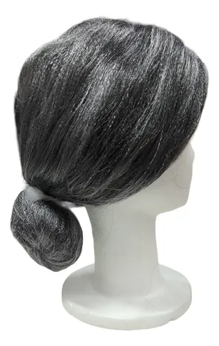 Peluca Abuela Gris Rodete Cotillon