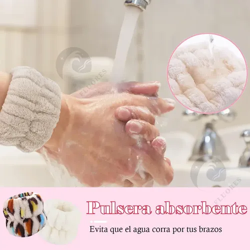 2 Diademas Muñequera Maquillaje Facial Spa Banda Para Cabell