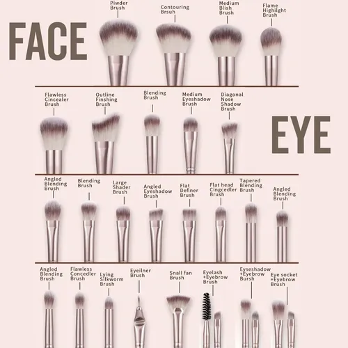 Juego De 36 Brochas De Maquillaje Marrones Hghdbt, Set De Vi