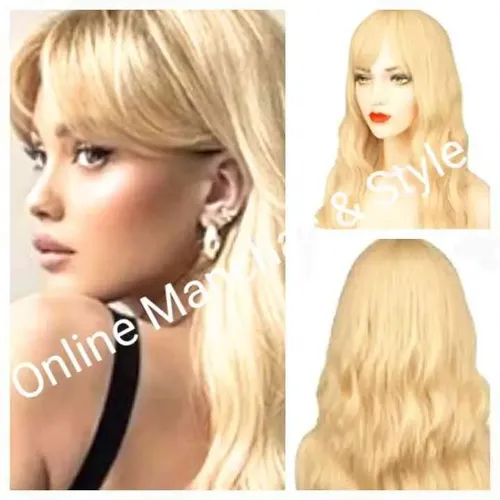 * Peluca Ondas Símil Natural Flequillo 40cm #613*