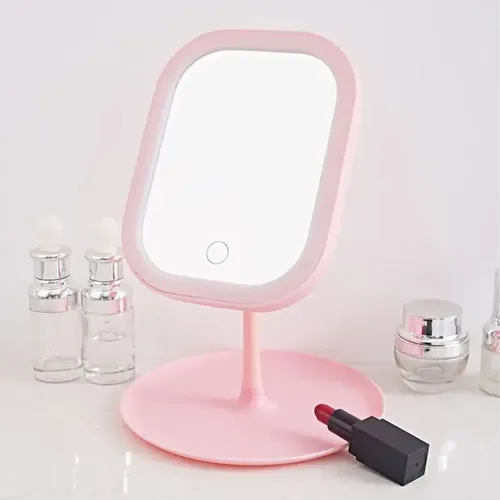 2 Modos En 1 Espejo De Tocador Para Maquillaje Con Luz Led Marco Rosa