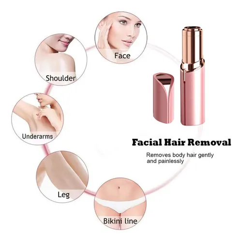 Afeitadora Facial Depilación Removedor Vello Oro Rosa Led