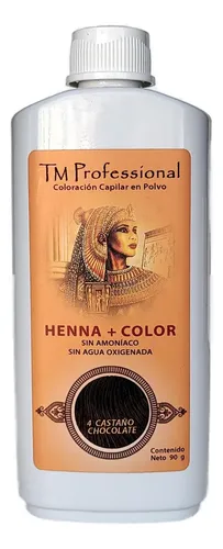 Henna + Color Tm Professional Tintura Capilar En Polvo X90gr Tono 4 Castaño Chocolate