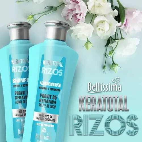 Shampoo Keratotal Rizos Rulos coco keratina 270Ml Bellissima