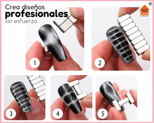 Kit Uñas Esmalte Gel Semipermanente Ojo De Gato Iman Cat Eye