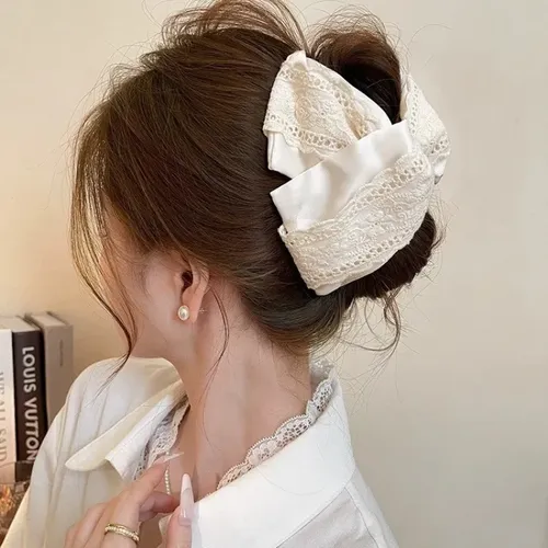 Horquilla De Encaje Con Doble Capa Y Lazo Elegante Para Muje