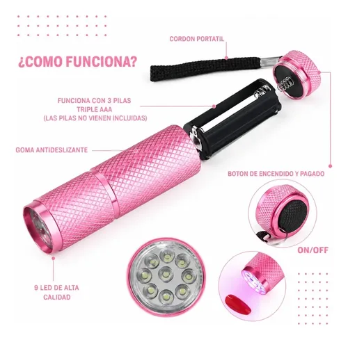 Linterna Led Uv Uñas Gel Esmalte Semipermanente Portátil
